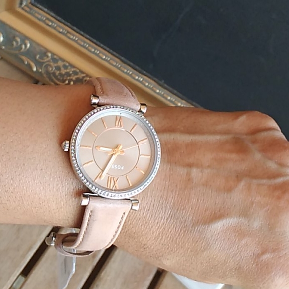 Fossil leather watch silver with stones  NWT - Picture 4 of 8